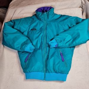 Vintage 90s Columbia Colorblock Reversible Coat Jacket Medium